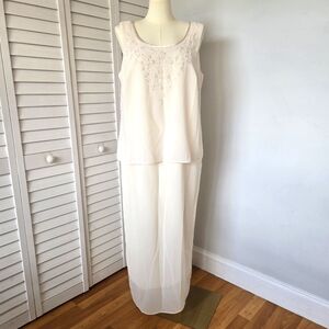 Studio I Ivory Beaded Maxi Dress Women's 18W‎ Vintage Formal Summer Whimsical